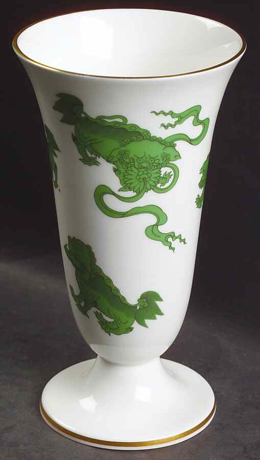 Chinese Tigers Green 6" Vase by Wedgwood-1