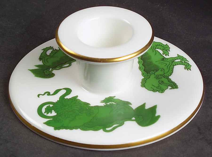 Chinese Tigers Green 1" Small Candlestick by Wedgwood-1
