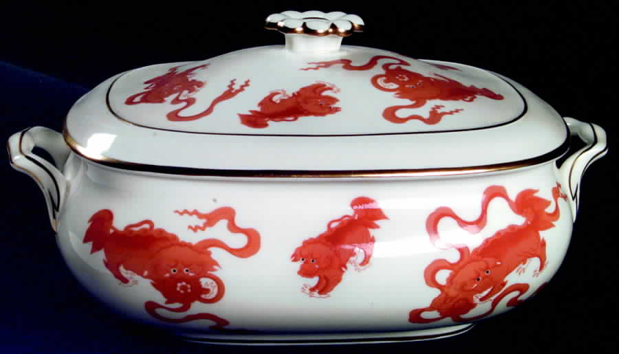 Chinese Tigers Red Oval Covered Vegetable by Wedgwood-1
