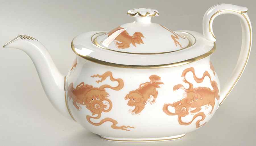Chinese Tigers Red Teapot & Lid by Wedgwood-1
