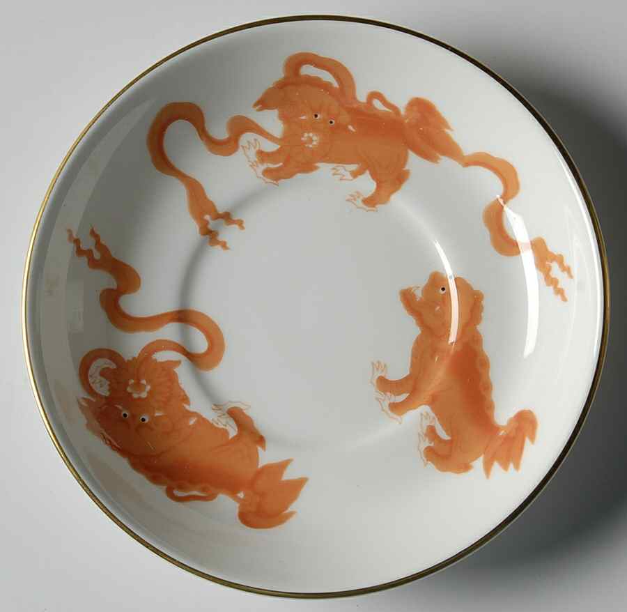Chinese Tigers Red Saucer for Bond Shape Demitasse Cup by Wedgwood-1