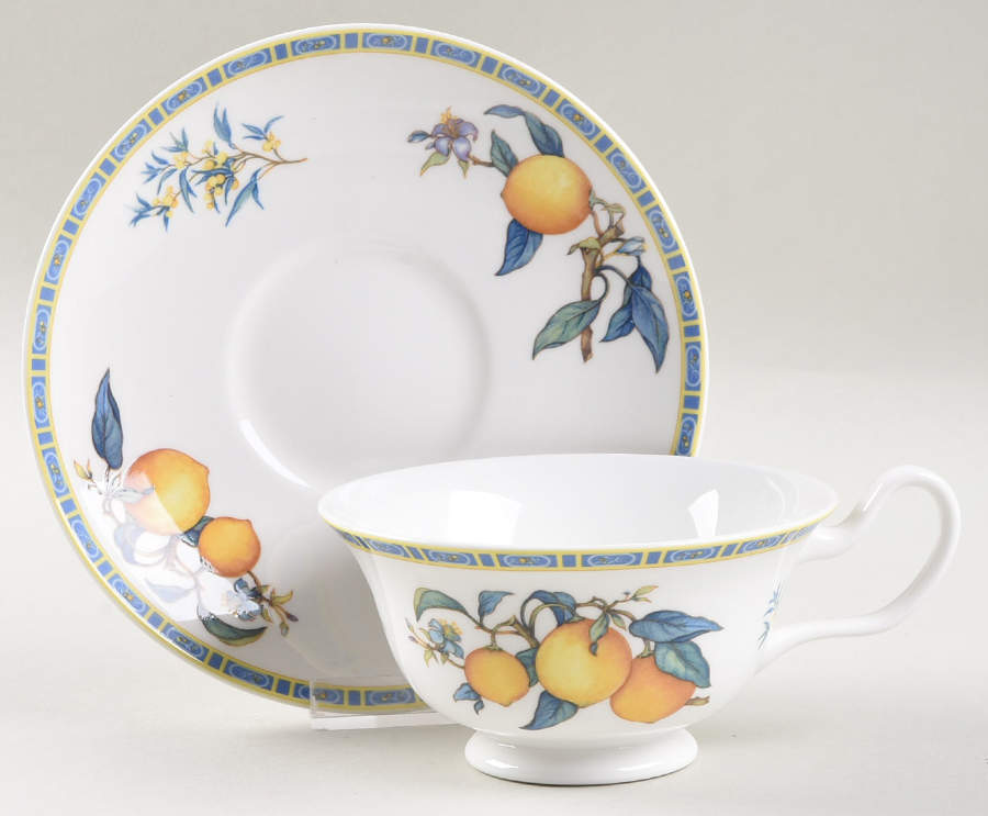 Citrons Peony Shape Footed Cup & Saucer Set by Wedgwood-1