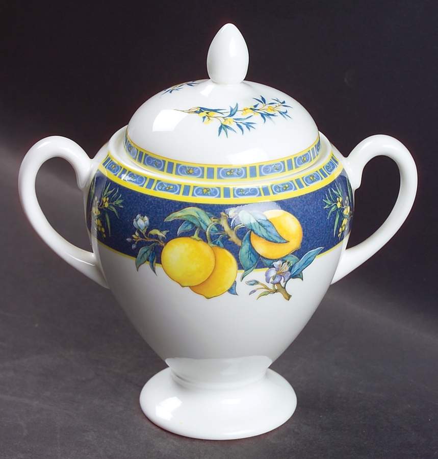 Citrons Globe Shape Sugar Bowl & Lid by Wedgwood-1