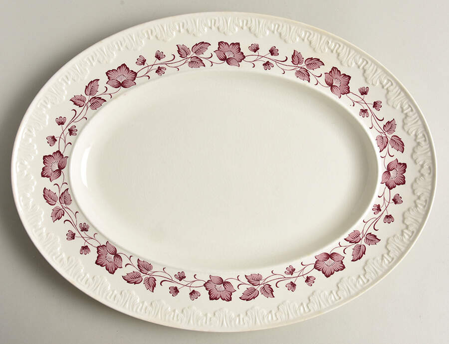 Clematis Mulberry (Corinthian) 13" Oval Serving Platter by Wedgwood-1