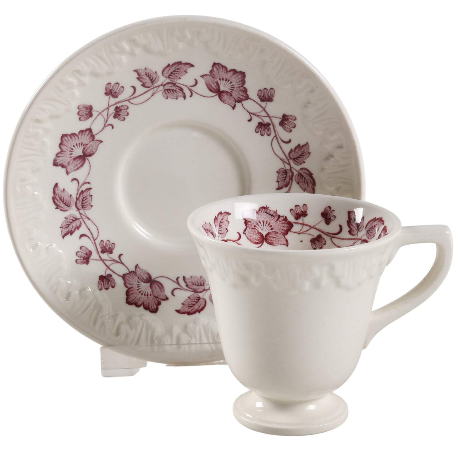 Clematis Mulberry (Corinthian) Footed Demitasse Cup & Saucer Set by Wedgwood-1