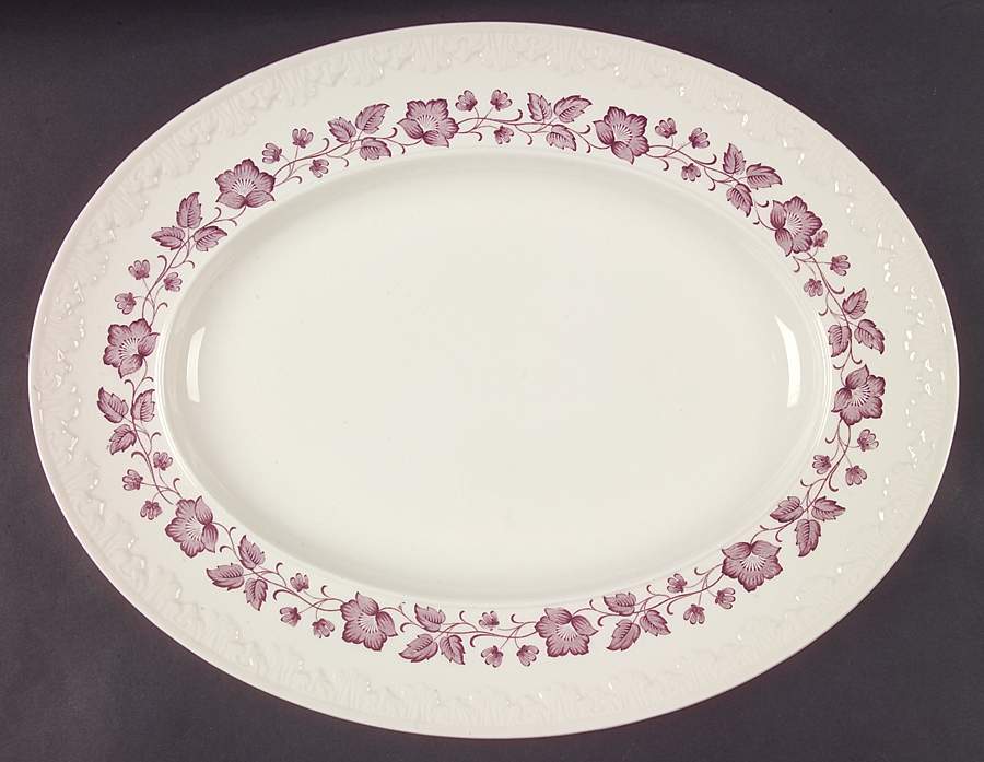 Clematis Mulberry (Corinthian) 15" Oval Serving Platter by Wedgwood-1