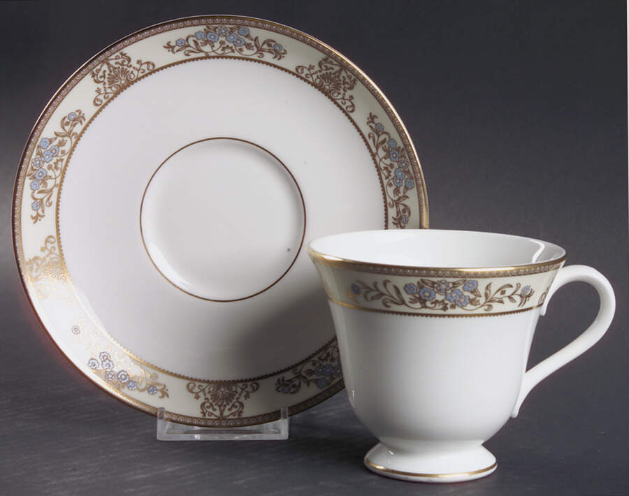 Cliveden Ivory Victoria Shape Footed Cup & Saucer Set by Wedgwood-1