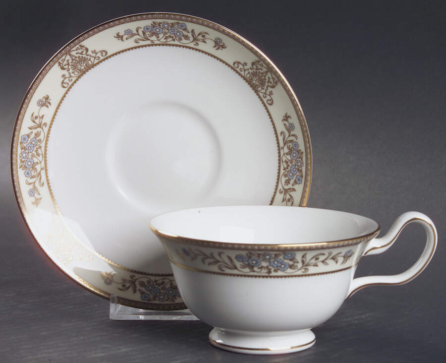 Cliveden Ivory Peony Shape Footed Cup & Saucer Set by Wedgwood-1