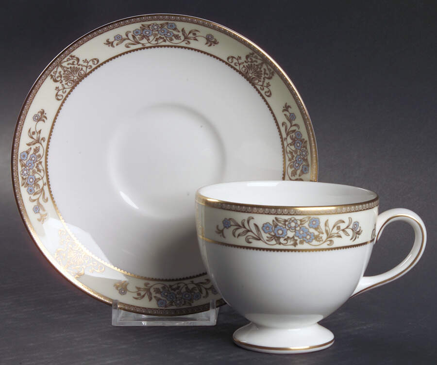 Cliveden Ivory Leigh Shape Footed Cup & Saucer Set by Wedgwood-1