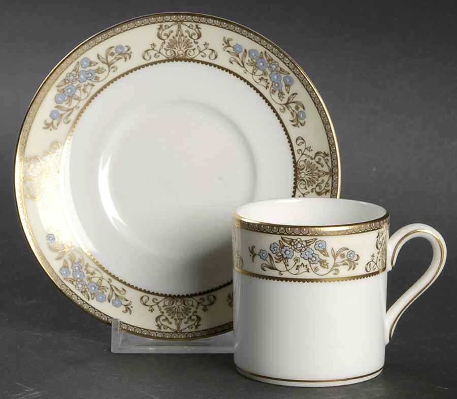 Cliveden Ivory Bond Shape Demitasse Cup and Saucer Set by Wedgwood-1