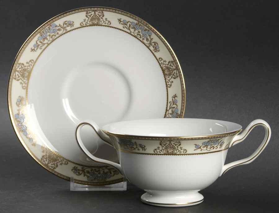 Cliveden Ivory Footed Cream Soup Bowl & Saucer Set by Wedgwood-1