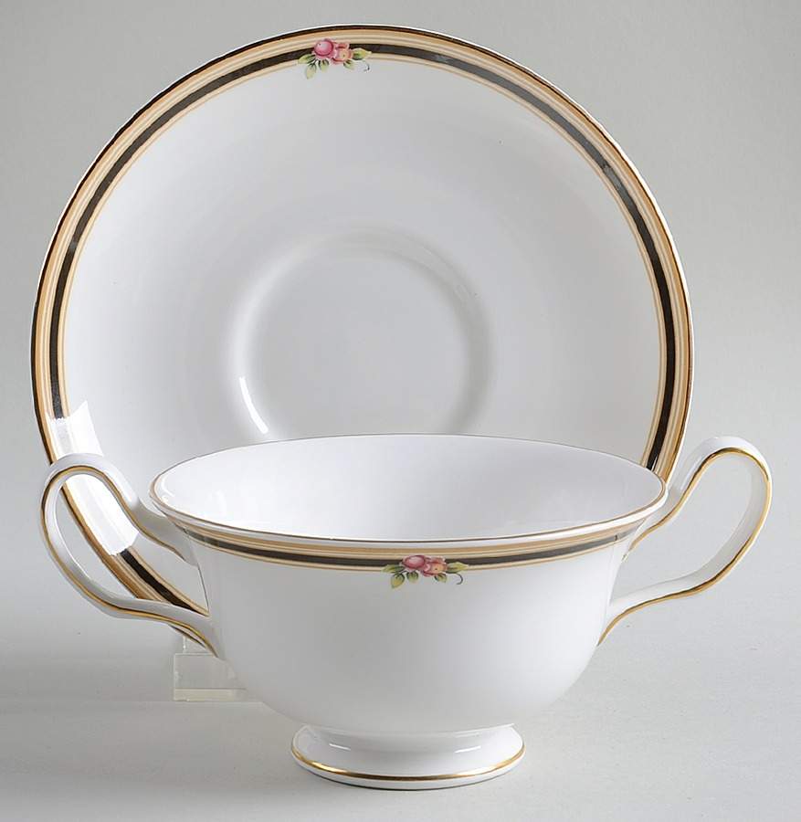 Clio Footed Cream Soup Bowl & Saucer Set by Wedgwood-1