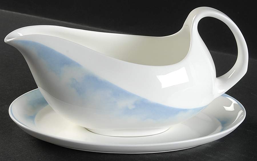 Clouds Blue Gravy Boat & Underplate by Wedgwood-1