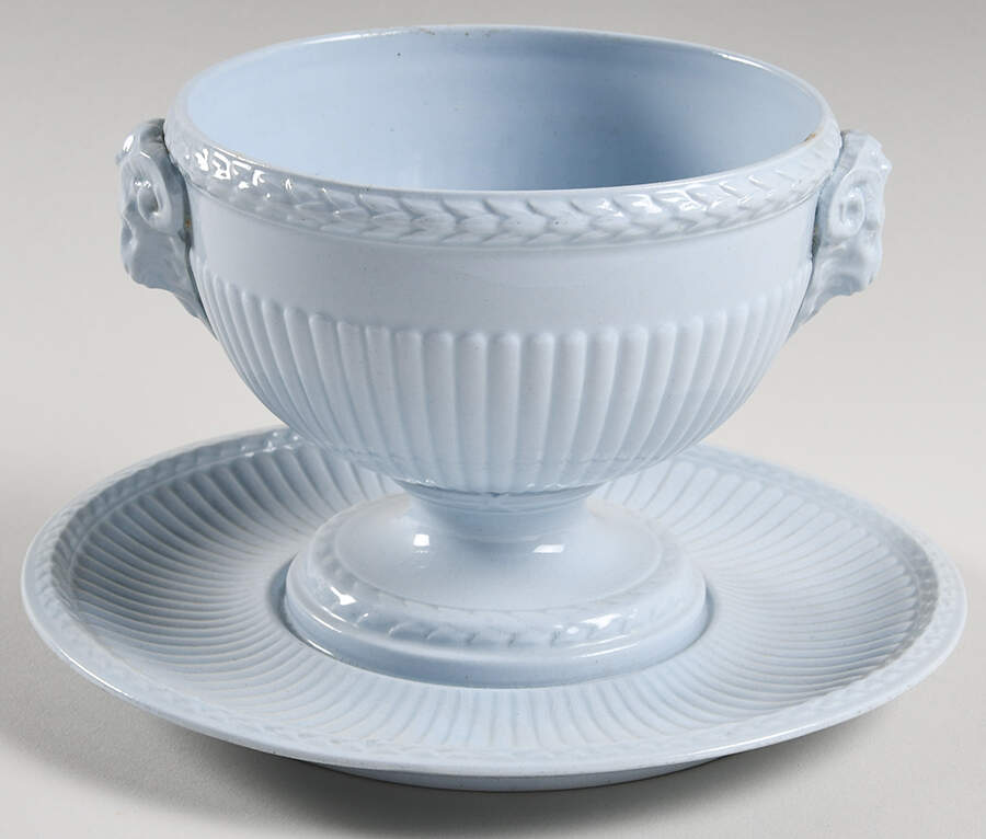 Clyde Blue Sauce Boat with Attached Underplate No Lid by Wedgwood-1