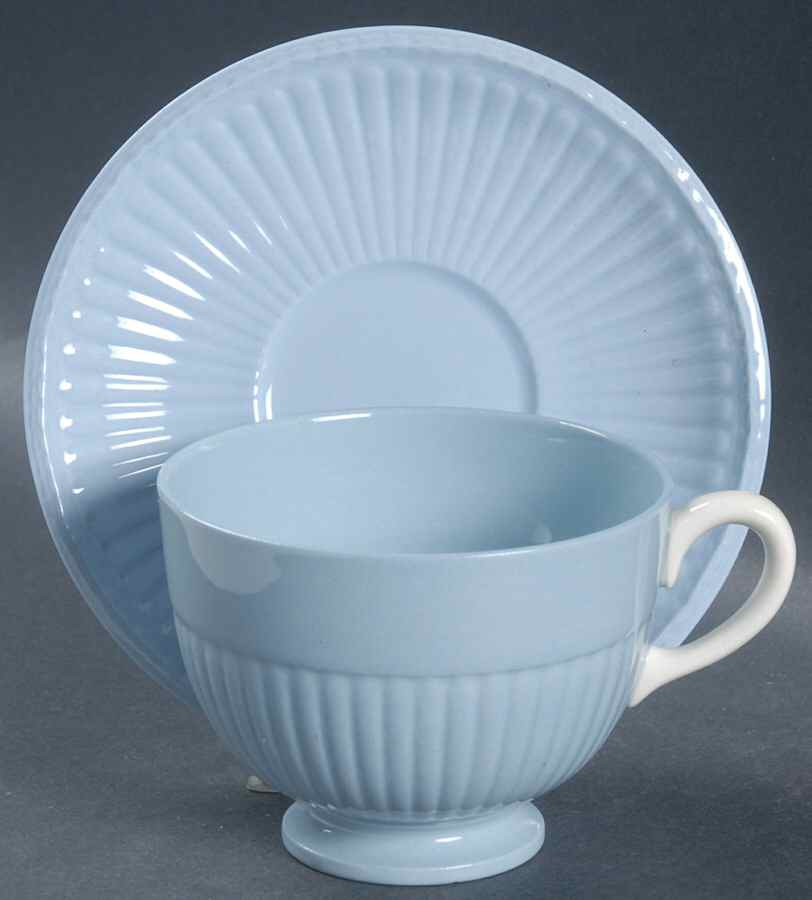 Clyde Blue Footed Cup & Saucer Set by Wedgwood-1