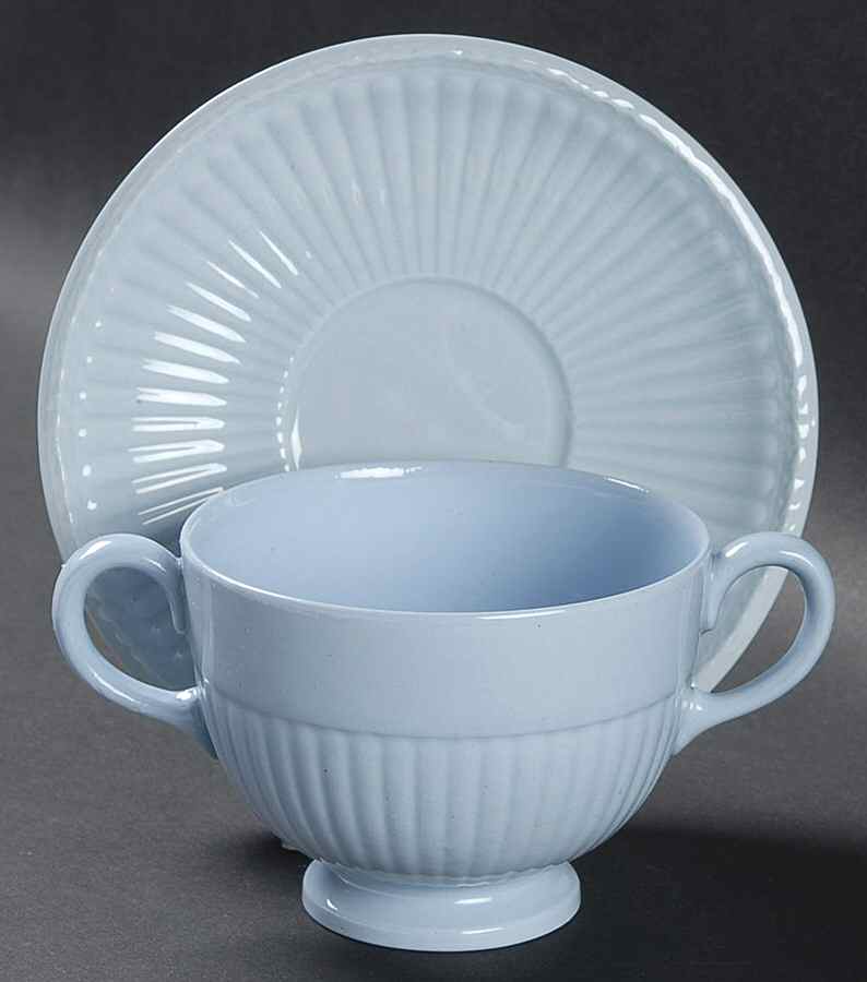 Clyde Blue Footed Bouillon Cup & Saucer by Wedgwood-1
