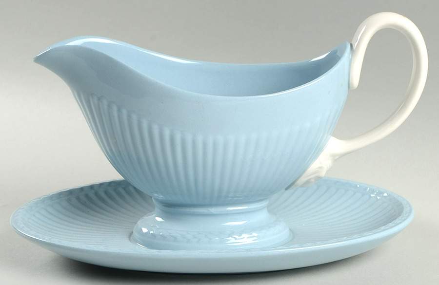 Clyde Blue Gravy Boat with Attached Underplate by Wedgwood-1