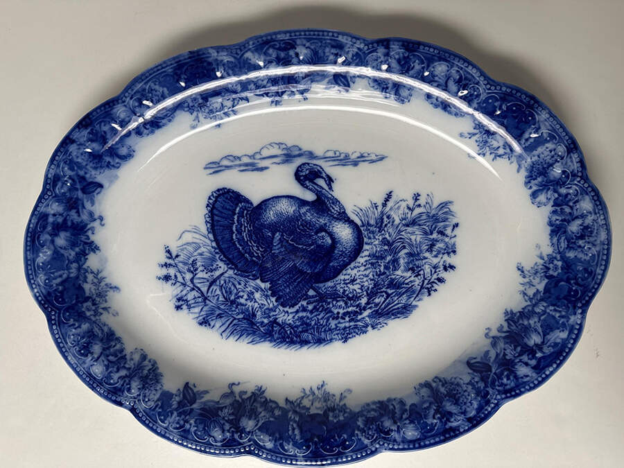 Clytie Blue (Scallop, Embossed) 18" Oval Serving Platter by Wedgwood-1