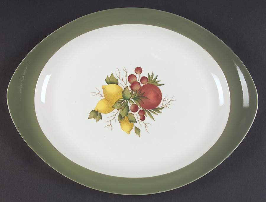 Covent Garden (Green On Edge)Tk605 14" Oval Serving Platter by Wedgwood-1