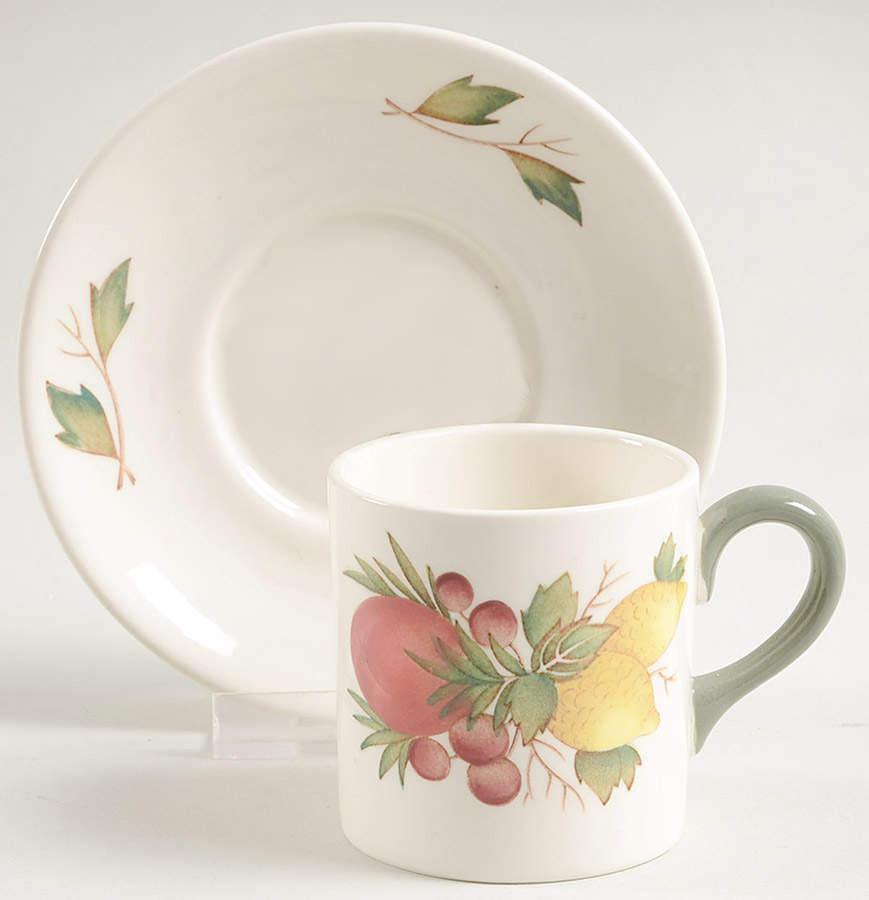 Covent Garden (Green On Edge)Tk605 Bond Shape Demitasse Cup and Saucer Set by Wedgwood-1