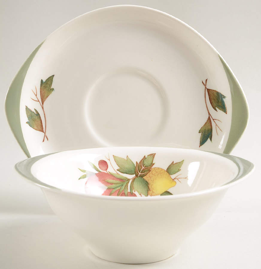 Covent Garden (Green On Edge)Tk605 Flat Cream Soup Bowl & Saucer Set by Wedgwood-1