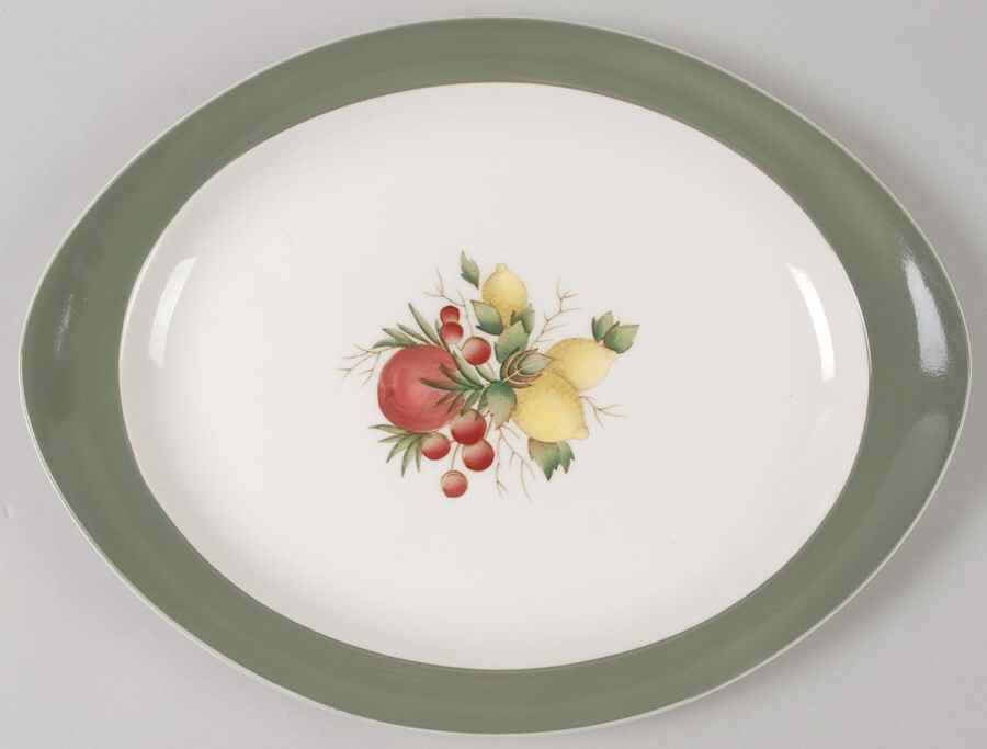 Covent Garden (Green On Edge)Tk605 12" Oval Serving Platter by Wedgwood-1