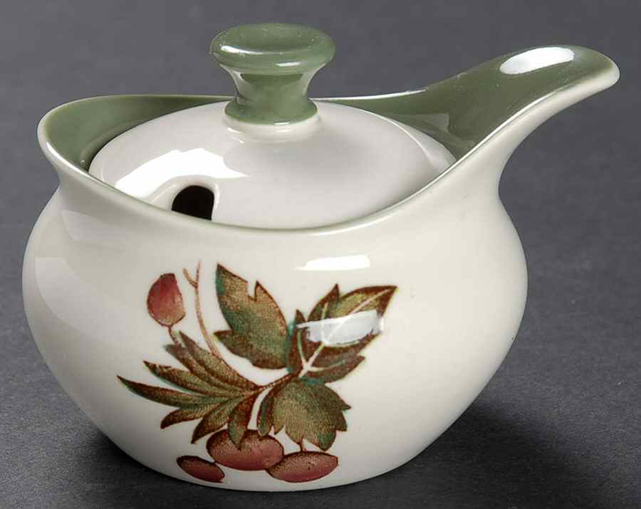 Covent Garden (Green On Edge)Tk605 Mustard Jar & Lid by Wedgwood-1