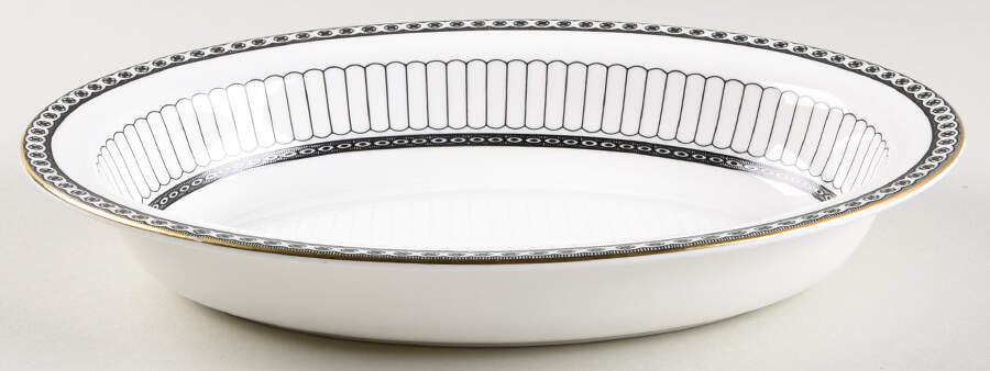 Colonnade Black 10" Oval Vegetable Bowl by Wedgwood-1