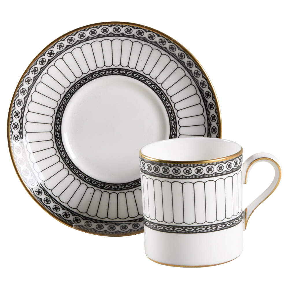 Colonnade Black Bond Shape Demitasse Cup and Saucer Set by Wedgwood-1