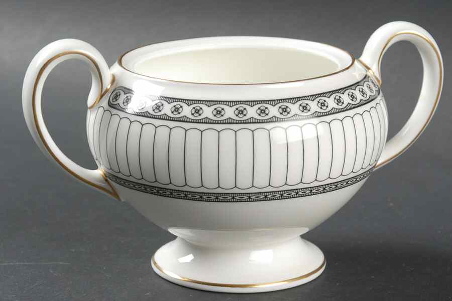 Colonnade Black Leigh Shape Sugar Bowl No Lid by Wedgwood-1