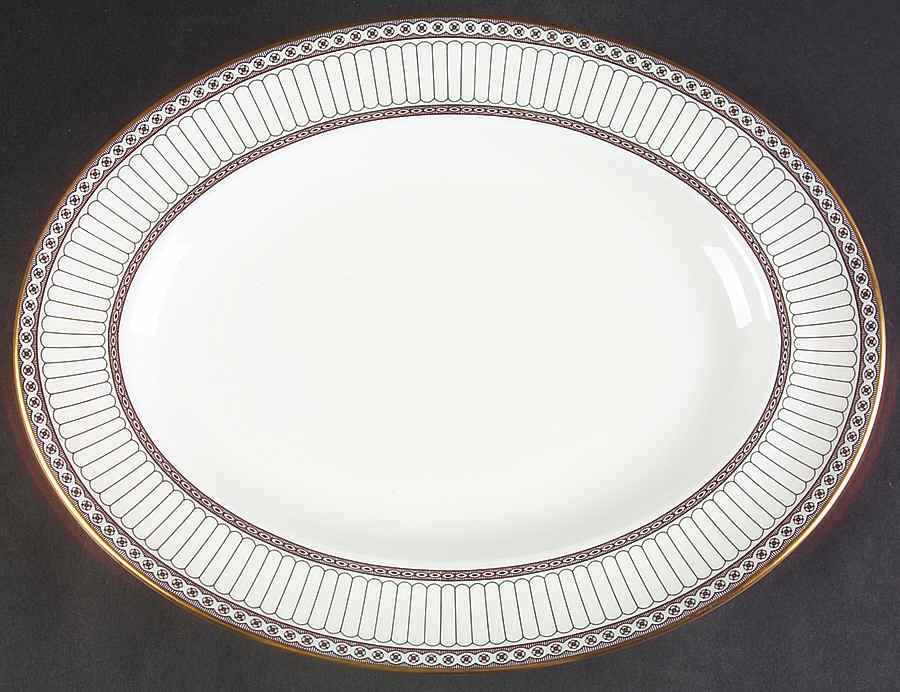Colonnade Black 13" Oval Serving Platter by Wedgwood-1