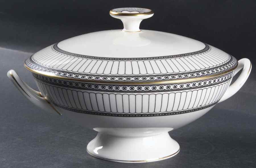 Colonnade Black Round Covered Vegetable by Wedgwood-1