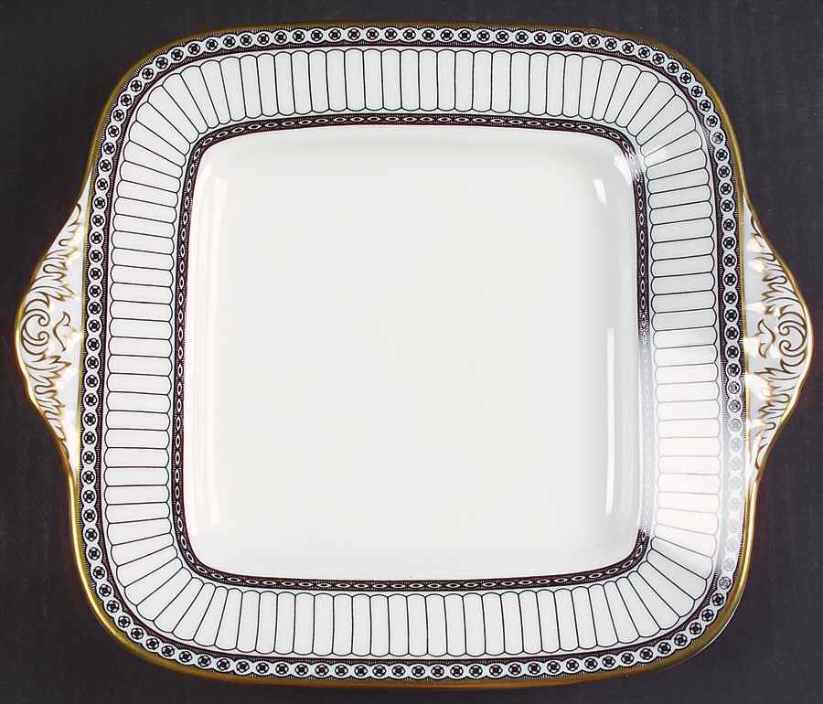 Colonnade Black Square Handled Cake Plate by Wedgwood-1