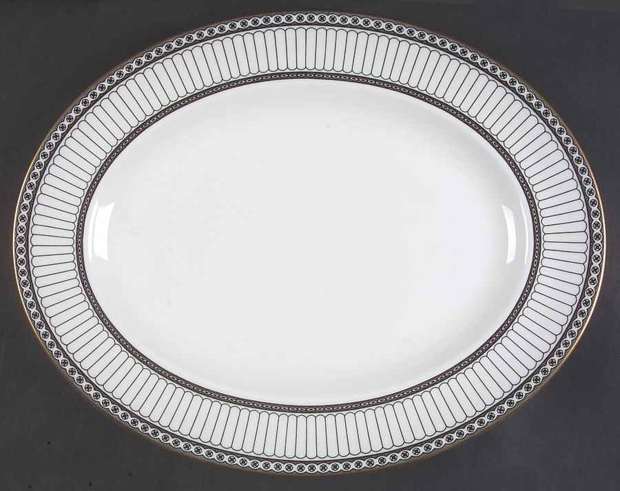 Colonnade Black 14" Oval Serving Platter by Wedgwood-1