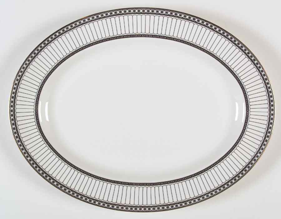 Colonnade Black 15" Oval Serving Platter by Wedgwood-1
