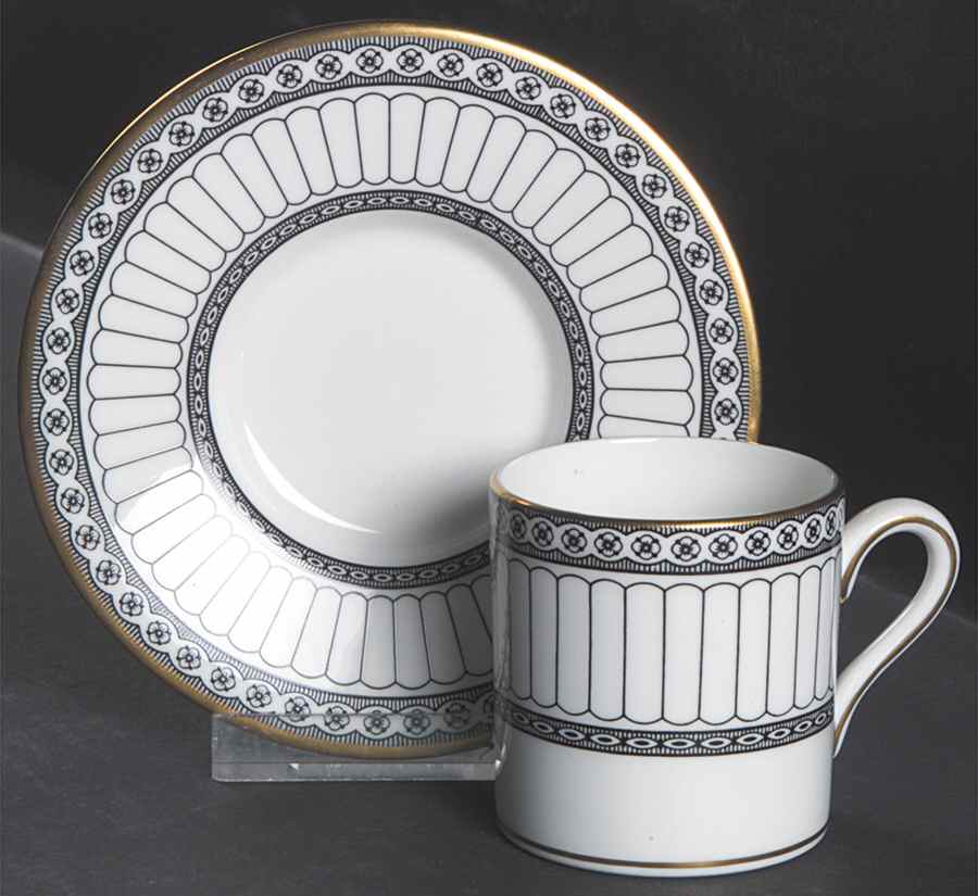 Colonnade Black Bond Shape Demitasse Cup and Saucer Set by Wedgwood-1