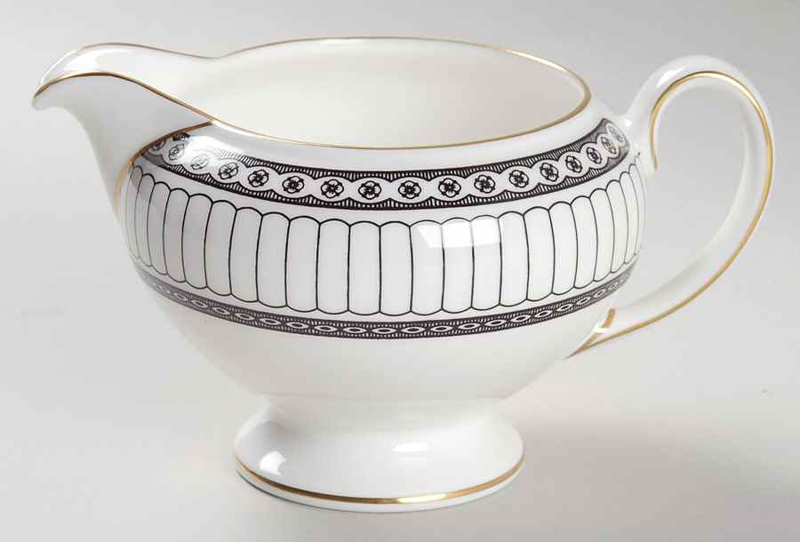 Colonnade Black Leigh Shape Creamer by Wedgwood-1