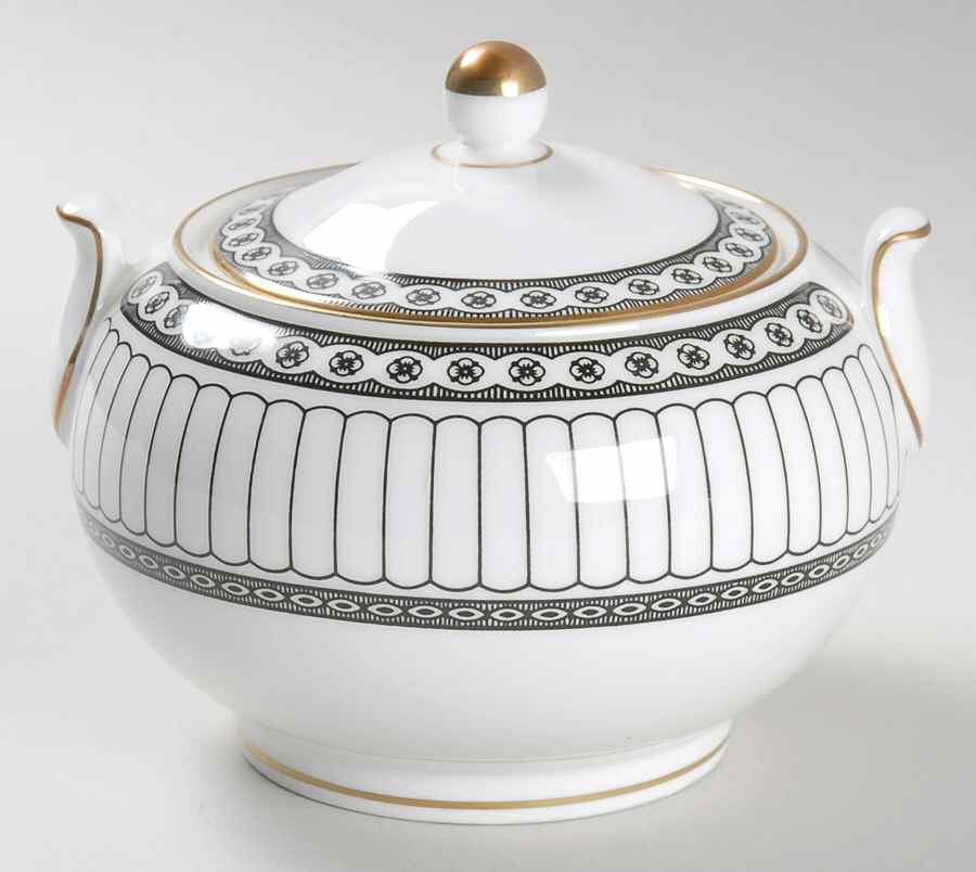 Colonnade Black 146 Shape Sugar Bowl & Lid by Wedgwood-1