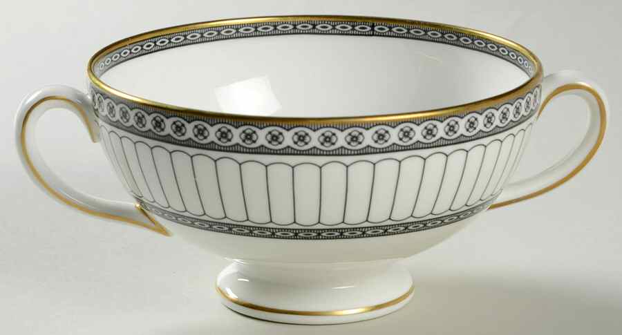 Colonnade Black Footed Cream Soup Bowl by Wedgwood-1