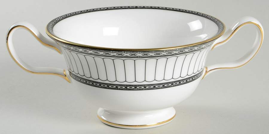 Colonnade Black Footed Cream Soup Bowl by Wedgwood-1