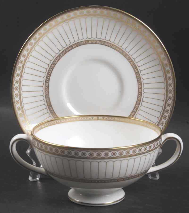 Colonnade Gold Footed Cream Soup Bowl & Saucer Set by Wedgwood-1