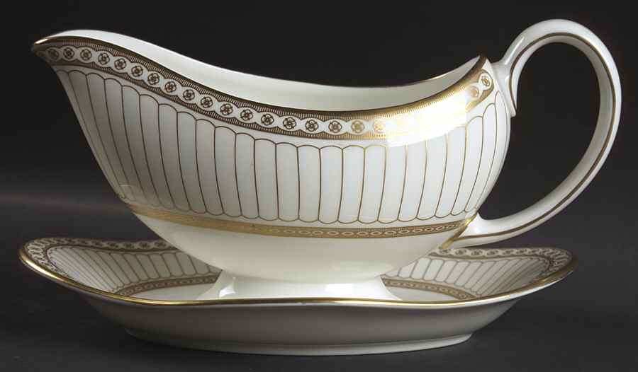Colonnade Gold Gravy Boat with Attached Underplate by Wedgwood-1