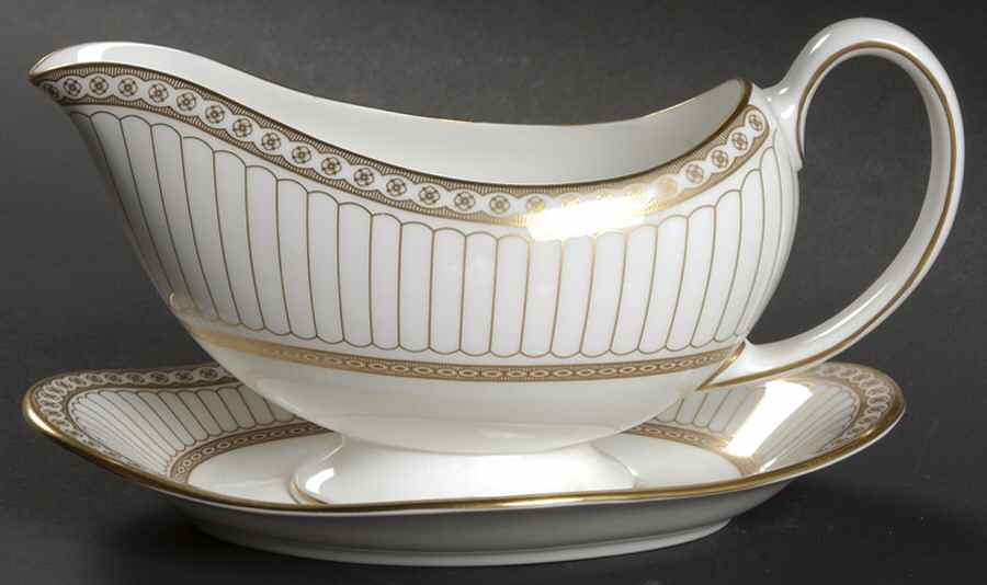 Colonnade Gold Gravy Boat & Underplate by Wedgwood-1