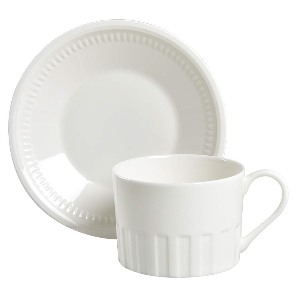 Colosseum (Whiteware) Flat Cup & Saucer Set by Wedgwood-1