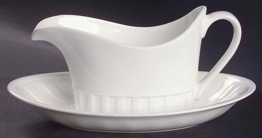 Colosseum (Whiteware) Gravy Boat & Underplate by Wedgwood-1