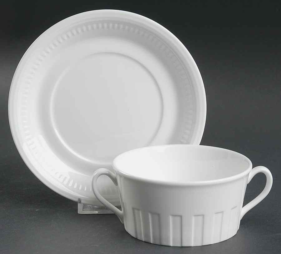 Colosseum (Whiteware) Flat Cream Soup Bowl & Saucer Set by Wedgwood-1