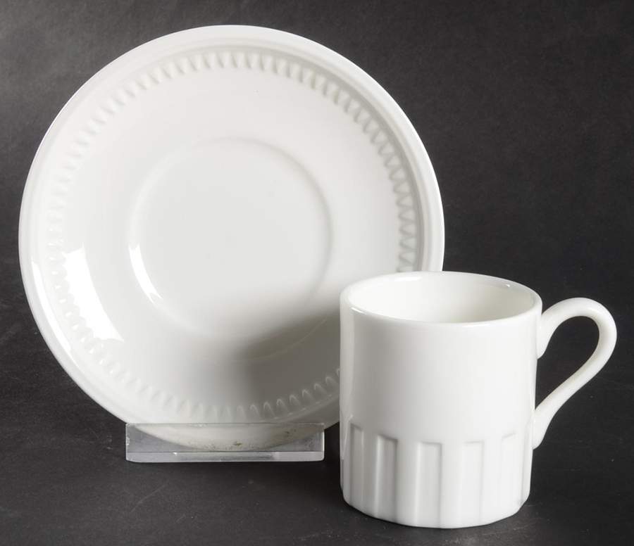 Colosseum (Whiteware) Bond Shape Demitasse Cup and Saucer Set by Wedgwood-1