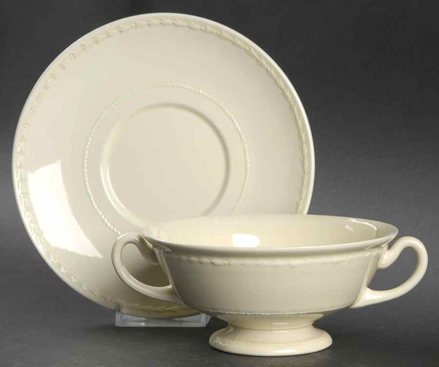 Colonial Footed Cream Soup Bowl & Saucer Set by Wedgwood-1