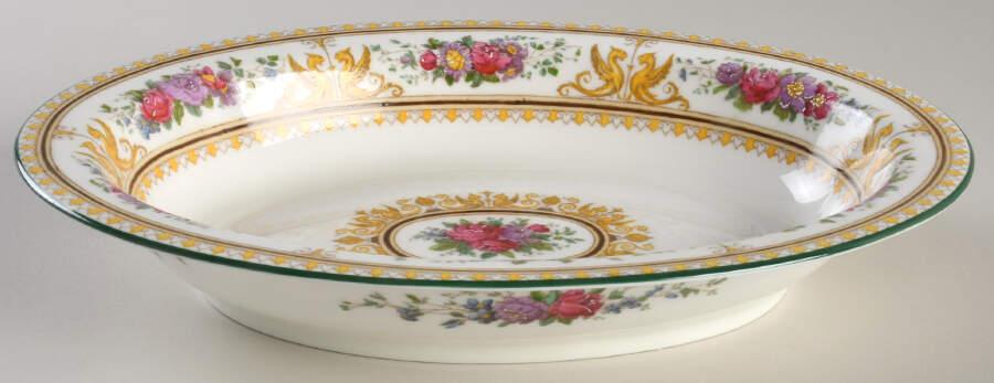 Columbia White (Yellow Border Accent) 9" Oval Vegetable Bowl by Wedgwood-1