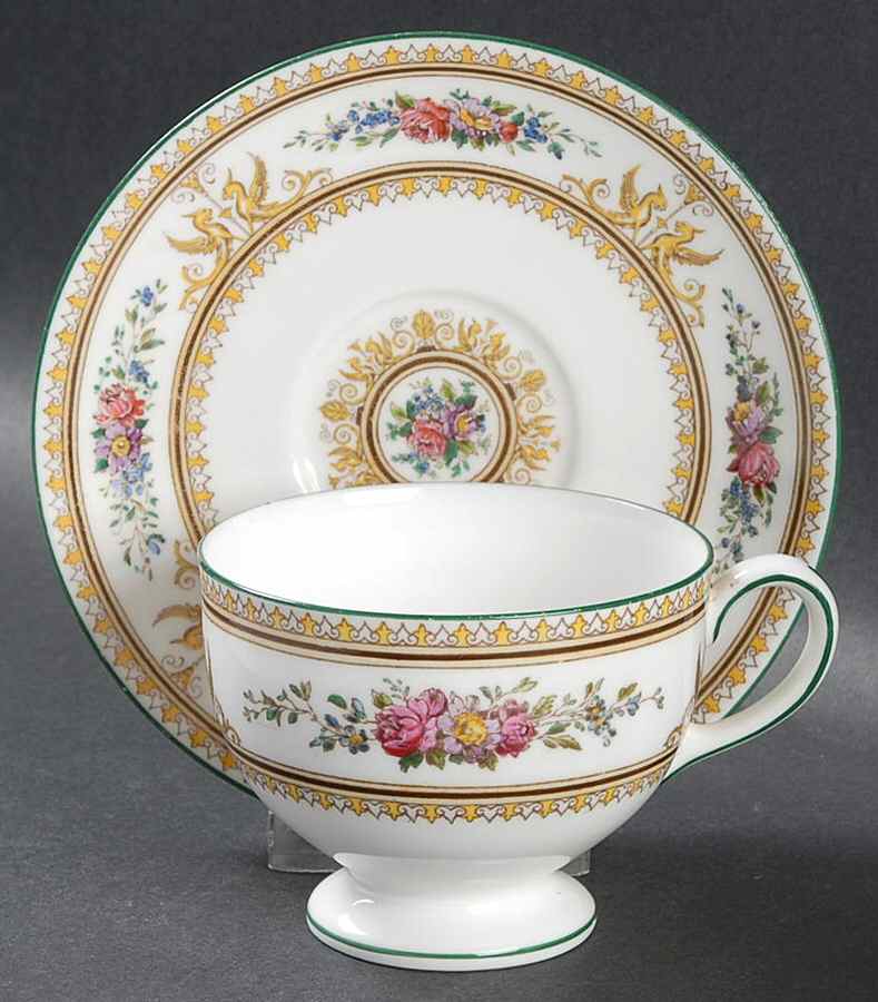 Columbia White (Yellow Border Accent) Footed Cup & Saucer Set by Wedgwood-1